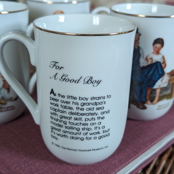 Set of 4 Vintage Norman Rockwell mug 8 oz - Picture 7 of 11
